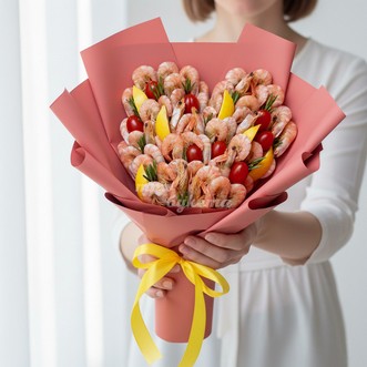 Букет из креветок и помидоров